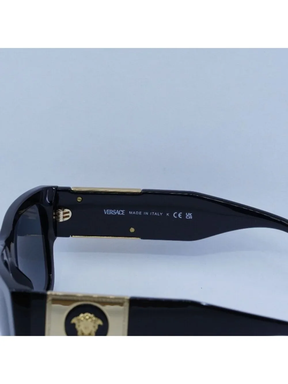 Versace VE4406 GB1/87 Sunglasses Black Rectangle Frame, Grey Lenses